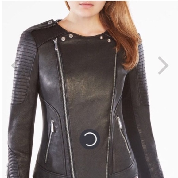 New BCBG BCBGMaxazria Black Moto Biker Leather Jacket Blake - Picture 3 of 14